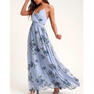 Lulus light blue floral print maxi dress